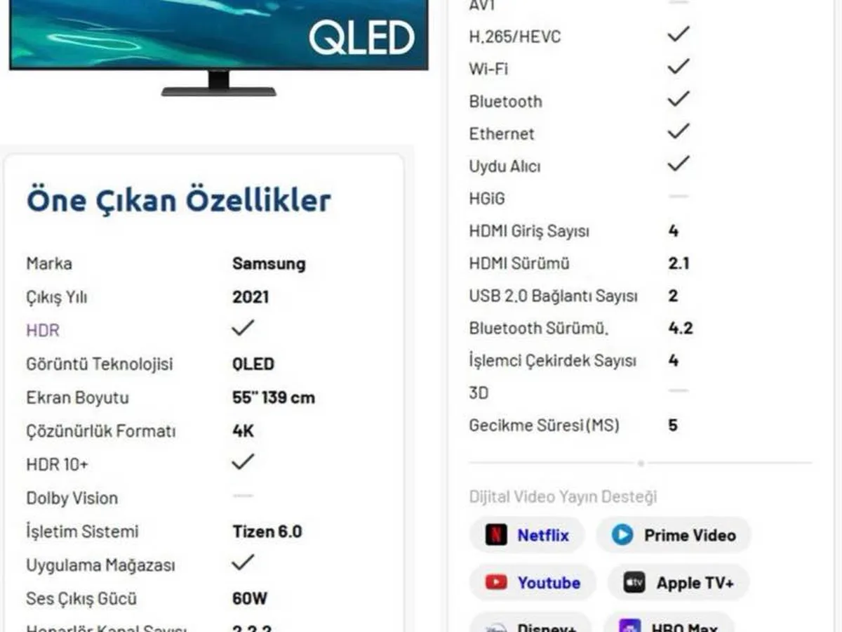 Samsung 55Q80A Ultra HD (4K) TV